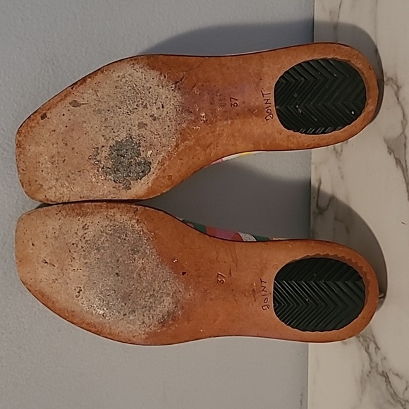 CYDWOQ Colorful Leather Peep Toe Flats Women's EU 37 US 6.5-7 Artsy Quirky Boho - Picture 11 of 16